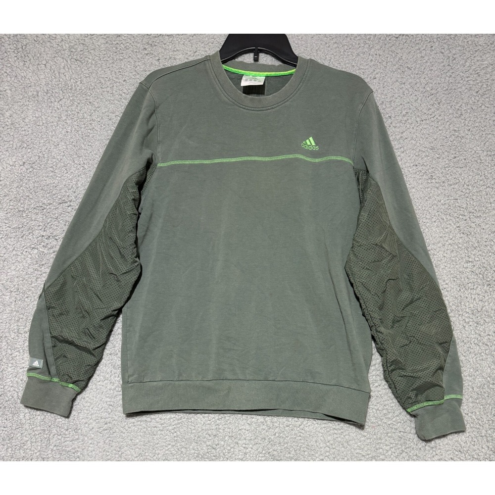 Adidas Green Long Sleeve Mens Sweater Size Medium Vented Sleeves